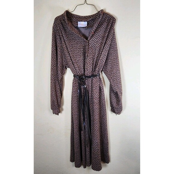 Vintage 1970's  women’s‎ Kay Windsor brown paisley wool XL dress Made in USA - Picture 1 of 10